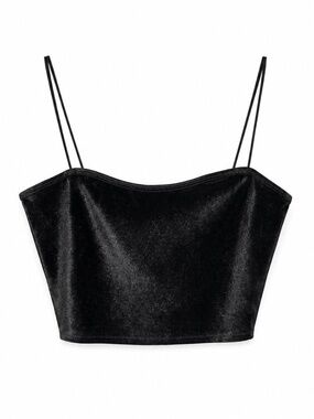 Garage Shimmering Black Velvet Cropped Camisole Top – Size Medium EUC